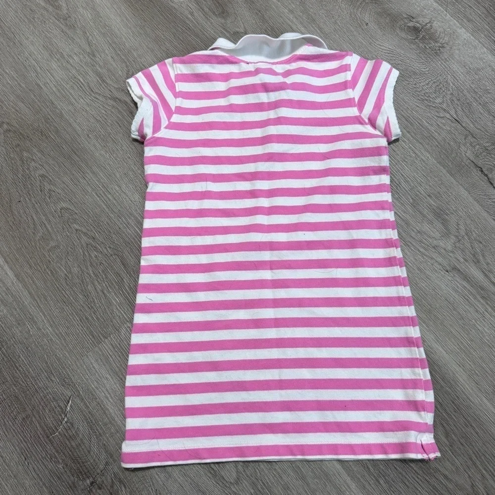 Gap Pink White Stripe T-shirt Dress Girls Small Collar Vintage